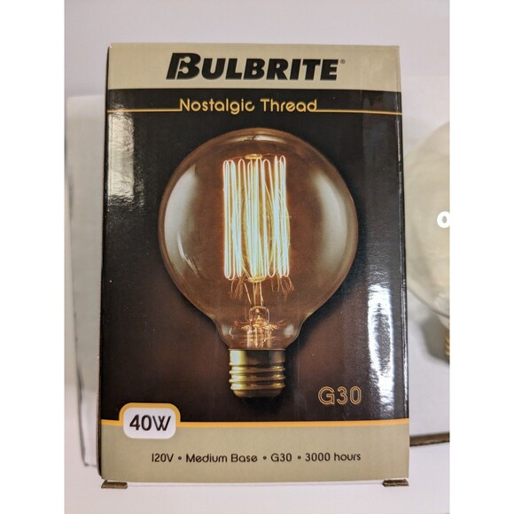 2 qty Nostalgic Bulbrite Lightbulbs Large Amber Filament Edison Incandescent 40W - Picture 3 of 7